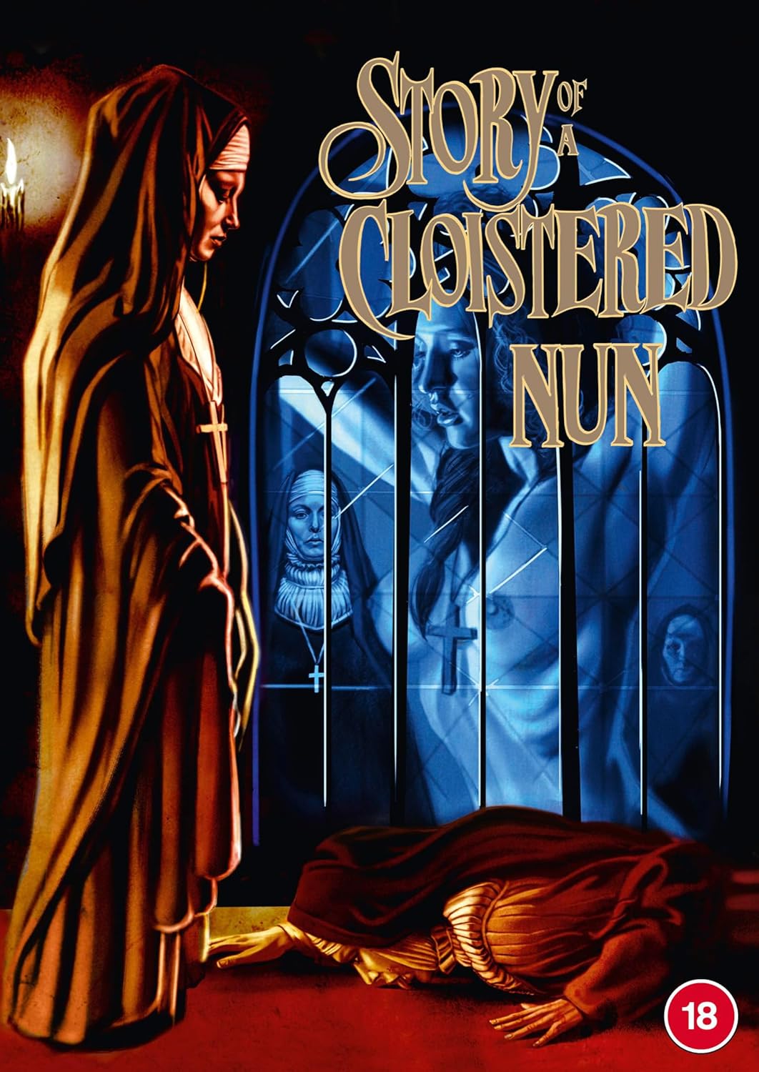 DVD cover for “The Story of a Cloistered Nun” featuring a nun and ghostly figures.