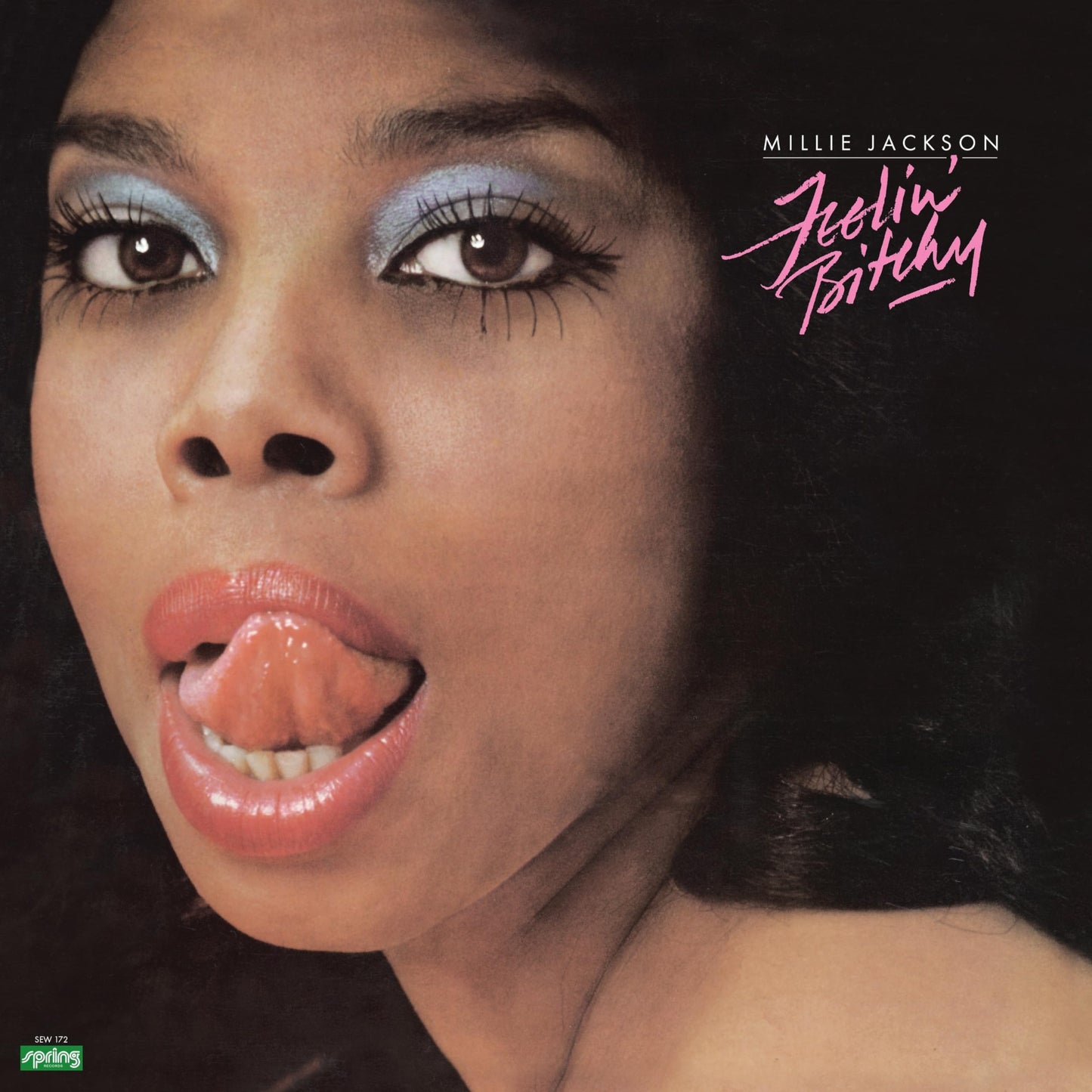 Millie Jackson album cover, close-up portrait with pink text title.