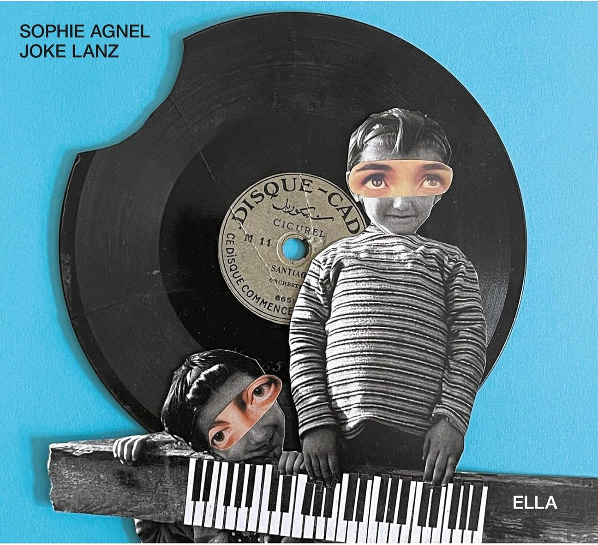 CD cover featuring a collage of faces, piano keys, and vinyl record fragments.
