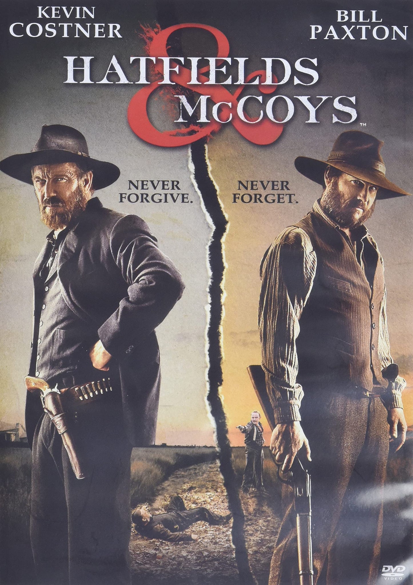 DVD cover for "Hatfields & McCoys" featuring Kevin Costner and Bill Paxton.