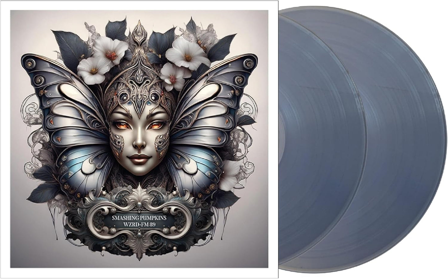 Clear vinyl record of The Smashing Pumpkins’ “Wzrd-Fm 89” album in a sleeve.