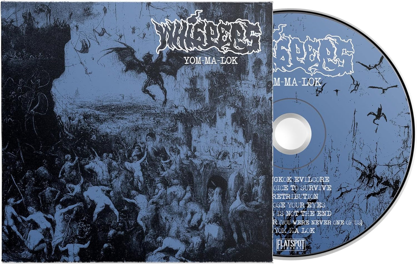 CD cover for "Whispers - Yom-ma-lok" with dark, gothic imagery.