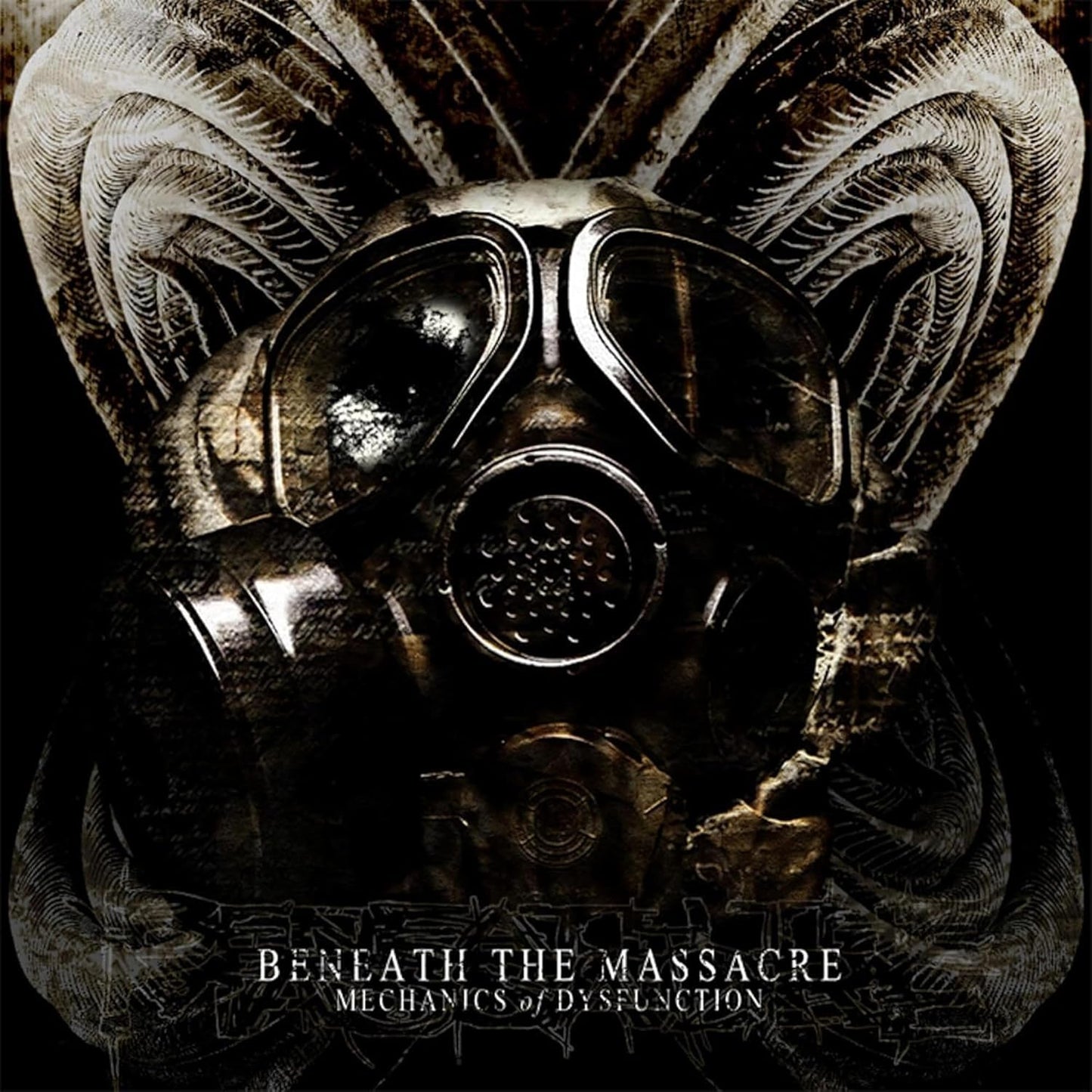 CD cover: dark, metallic gas mask with horns and album title.
