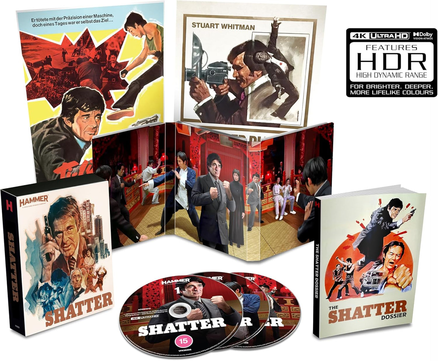 Shatter" UHD Blu-ray collector's edition packaging with film stills and discs.