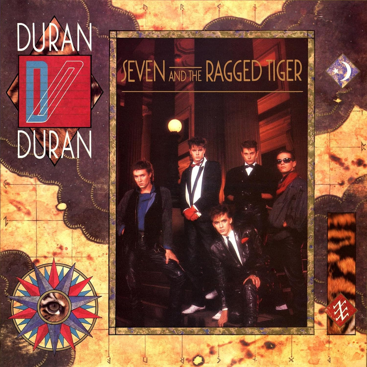 Duran Duran album cover, "Seven and the Ragged Tiger," featuring the band.