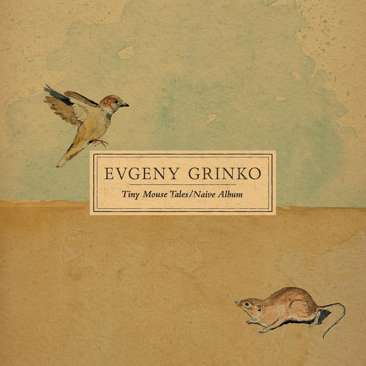 Vinyl album cover with bird, mouse, and text “Evgeny Grinko.”