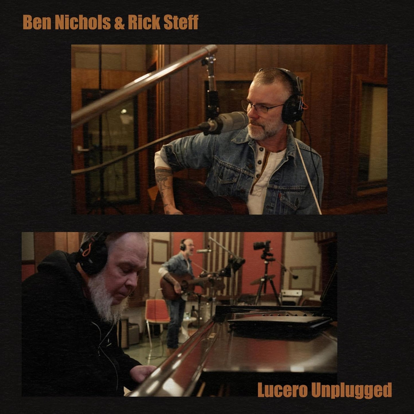 Album cover for Lucero Unplugged featuring musicians in a recording studio.