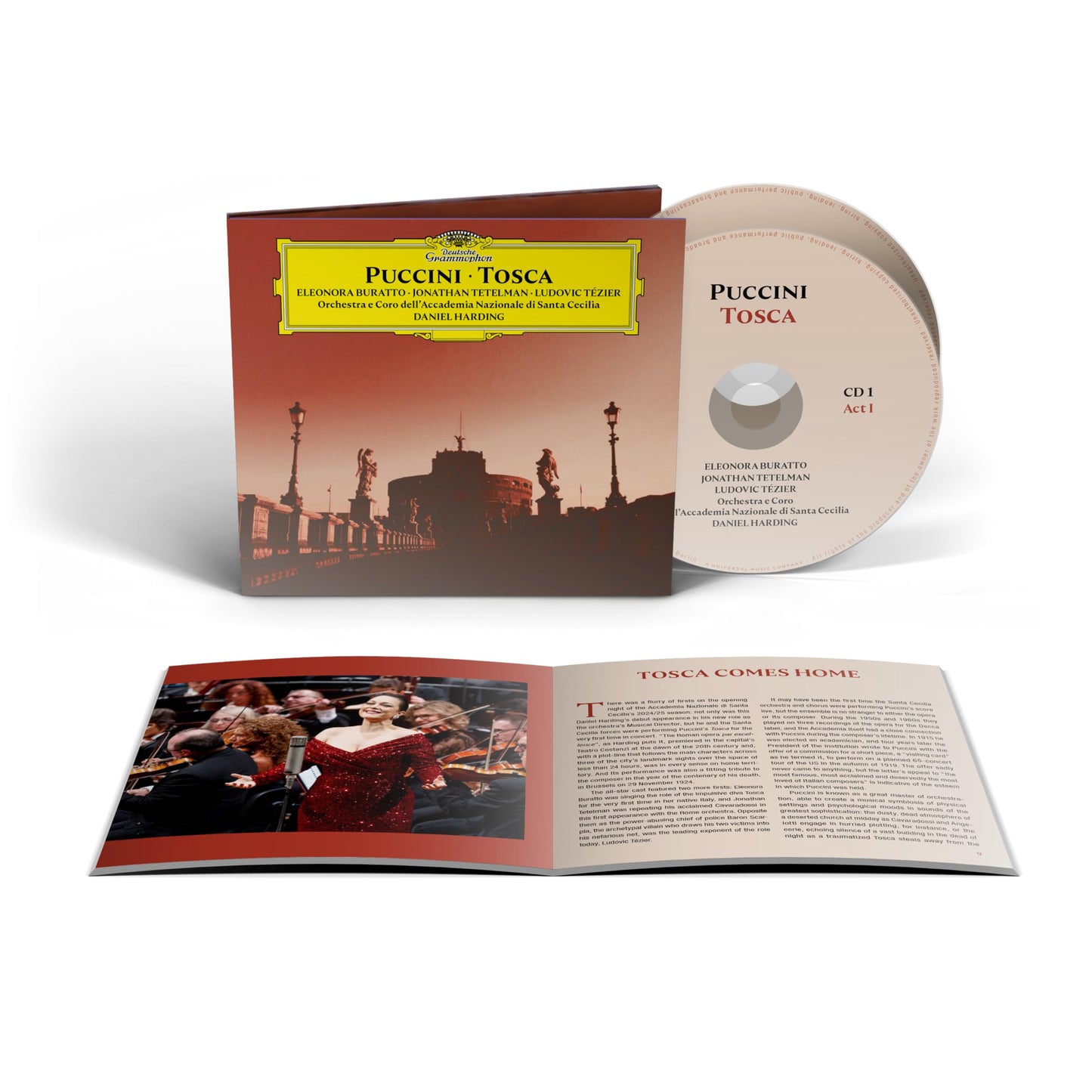 CD case for Puccini’s *Tosca* featuring an image of Rome.