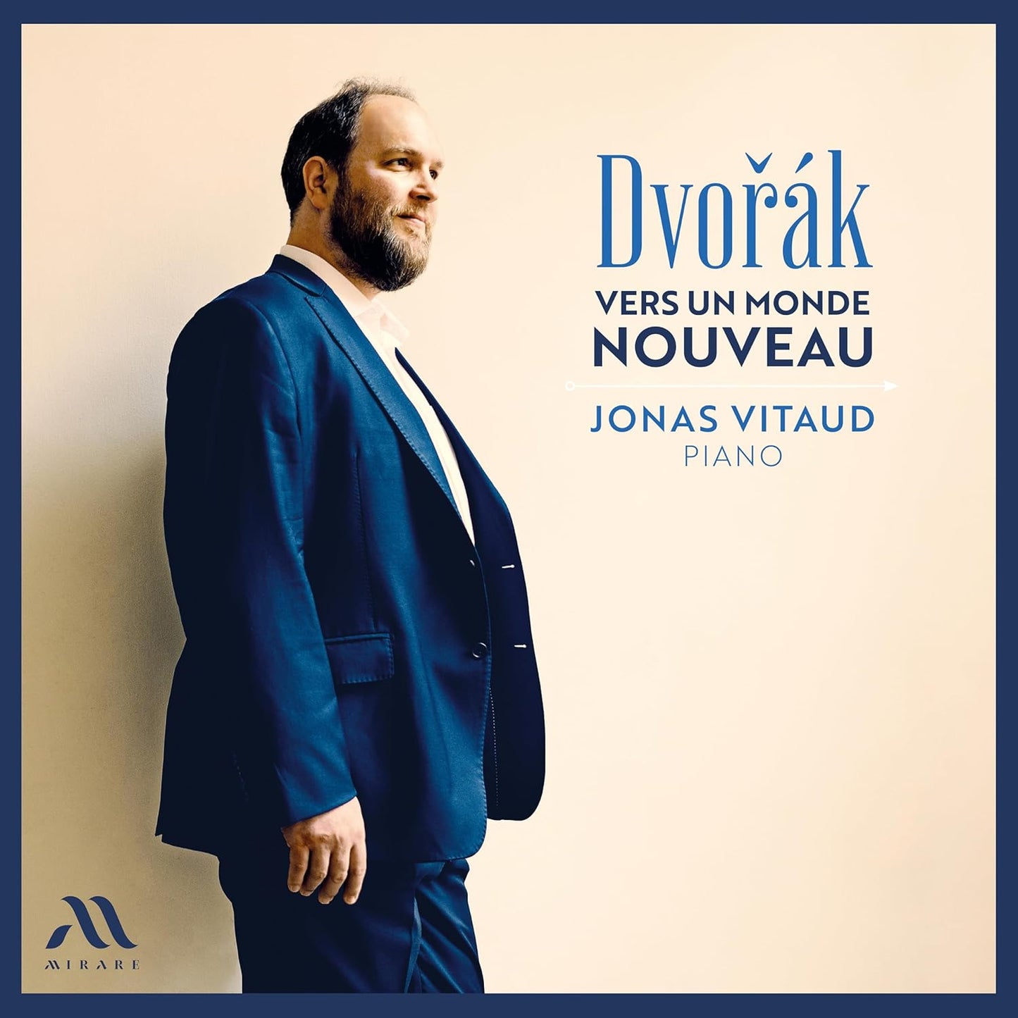 CD cover featuring pianist Jonas Vitaud in a blue suit, with text.