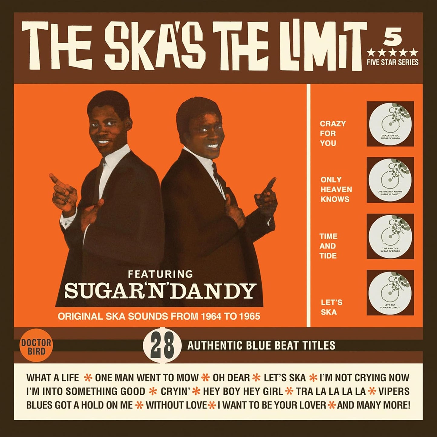 CD cover for “The Skas The Limit” featuring Sugar and Dandy, with a portrait.