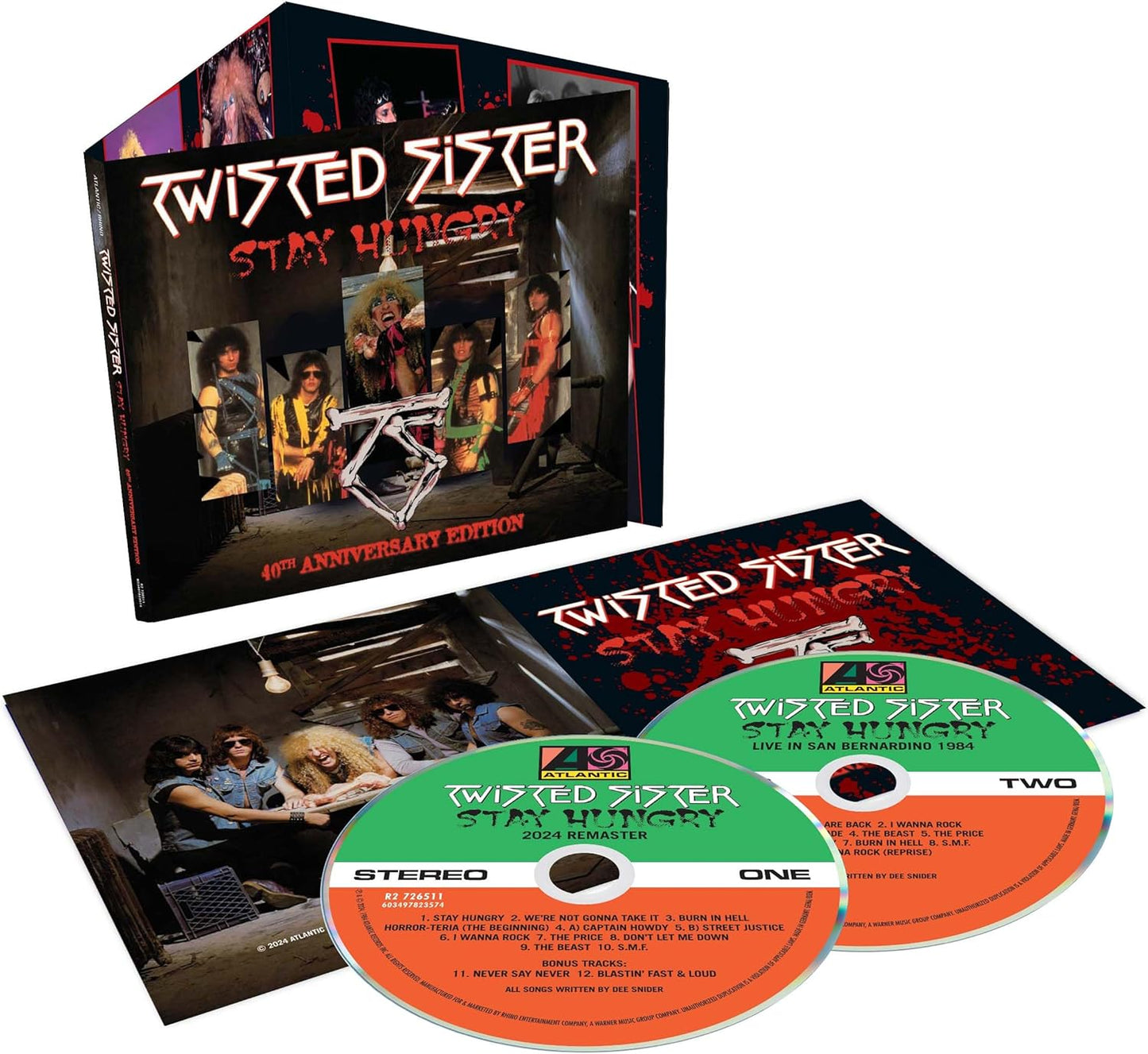 Twisted Sister "Stay Hungry" CD packaging with band members and two discs.
