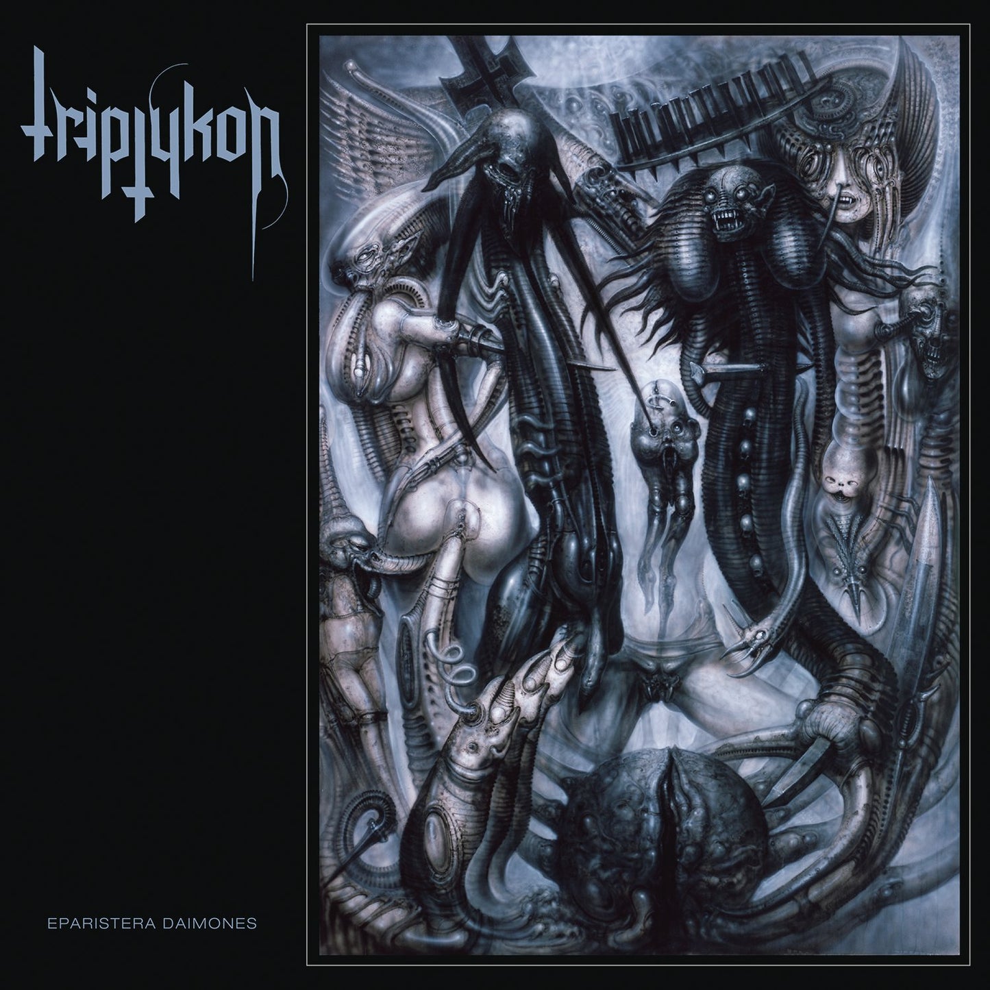 Triptykon album cover: dark, surreal illustration of distorted figures.
