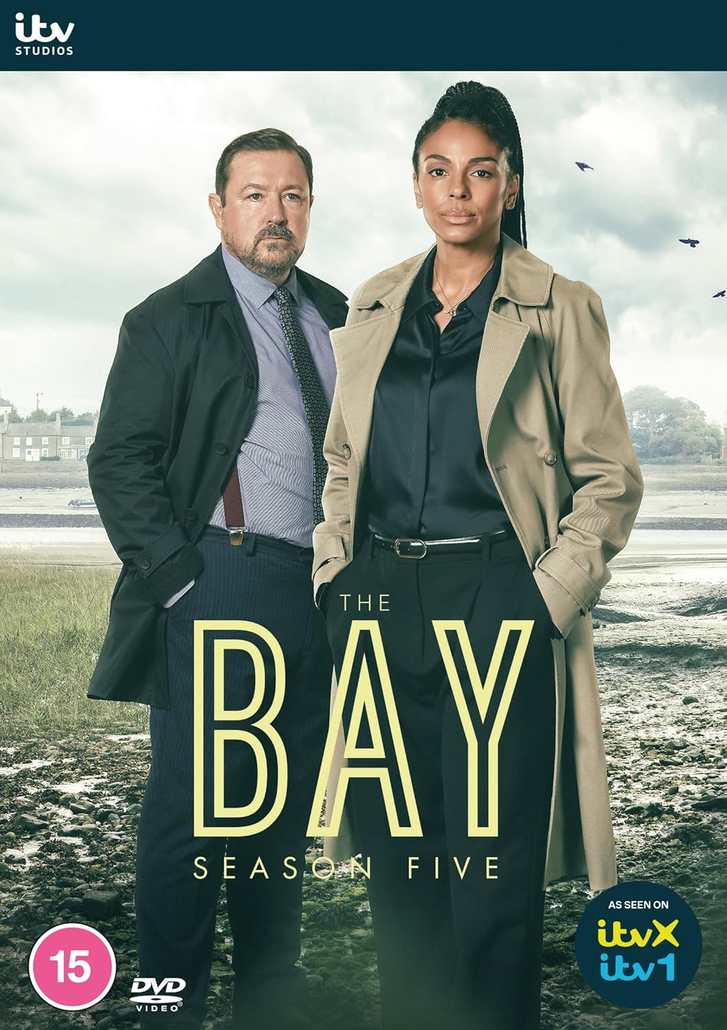 DVD cover for The Bay Season Five featuring two detectives standing on a beach.