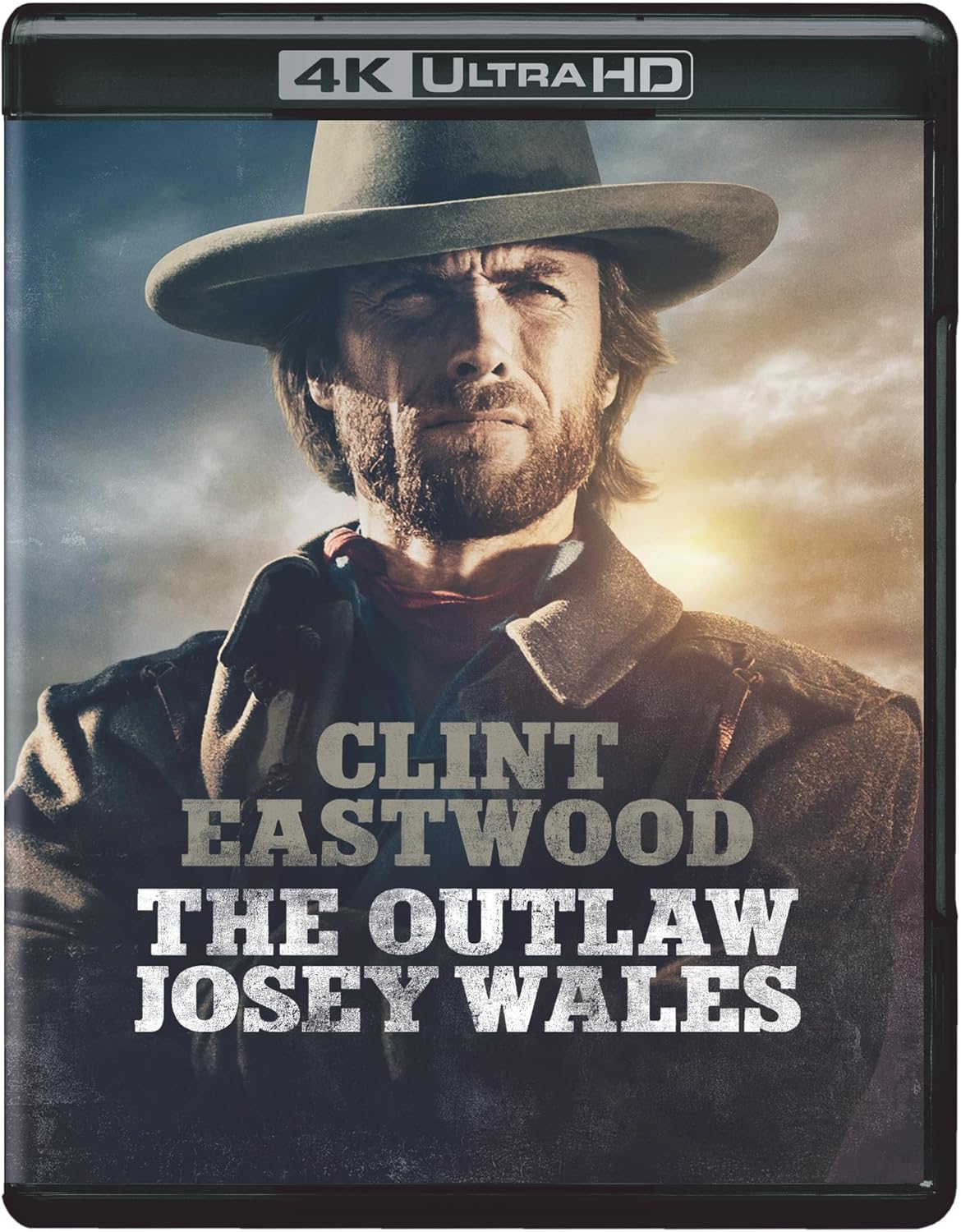 Blu-ray cover featuring Clint Eastwood in a cowboy hat, title “The Outlaw Josey Wales”.
