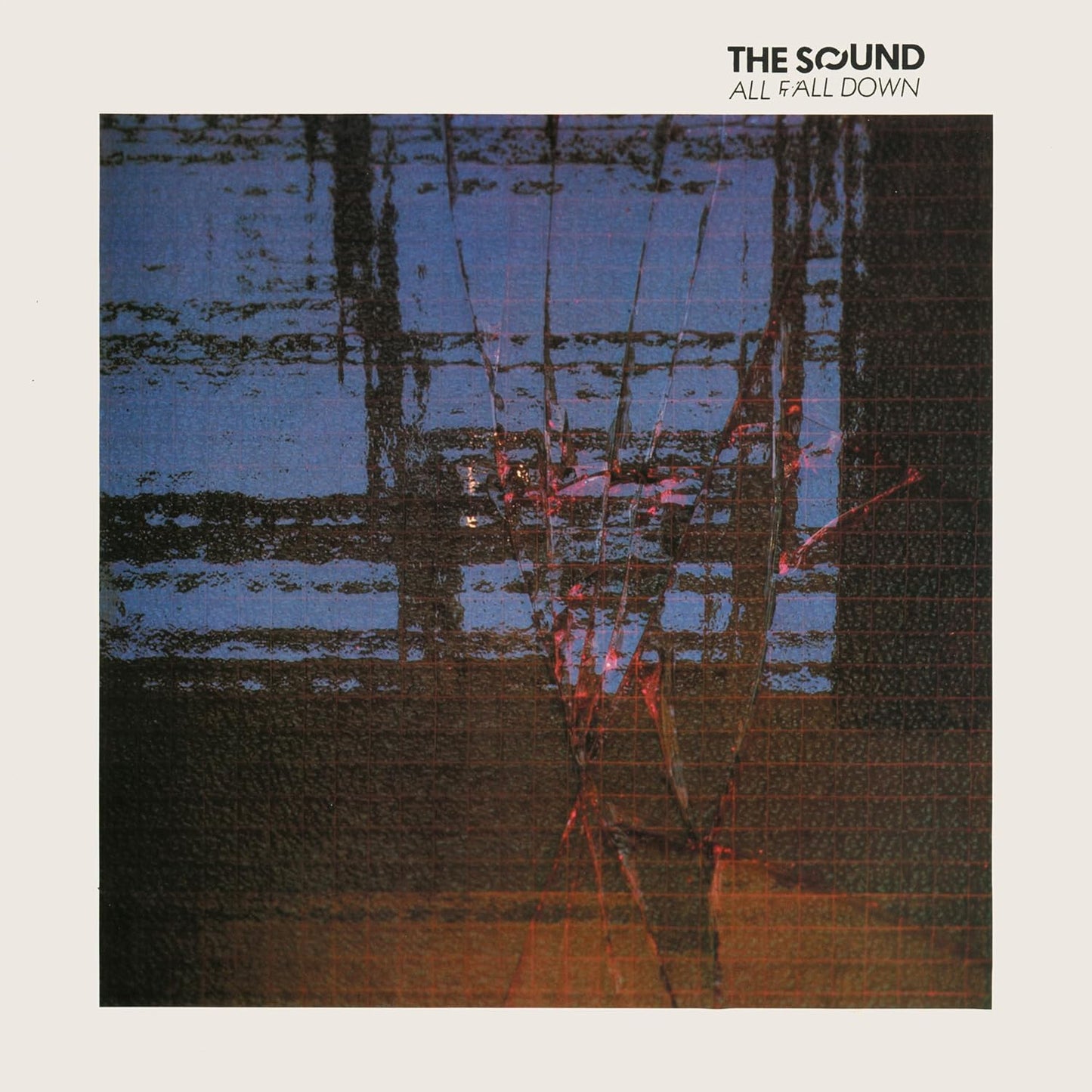 Album cover for "The Sound - All Fall Down" with abstract forest imagery.