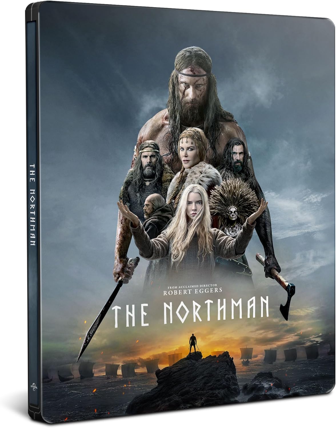 Blu-ray case for "The Northman" featuring characters and a coastal scene.
