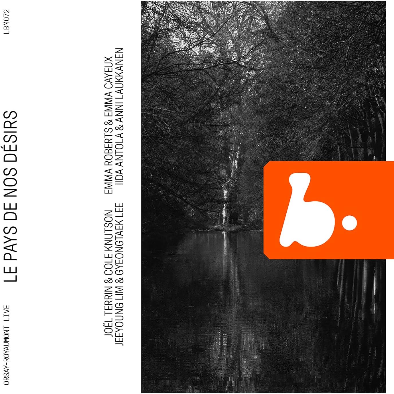 CD cover with abstract black and white tree branch imagery and a white logo.