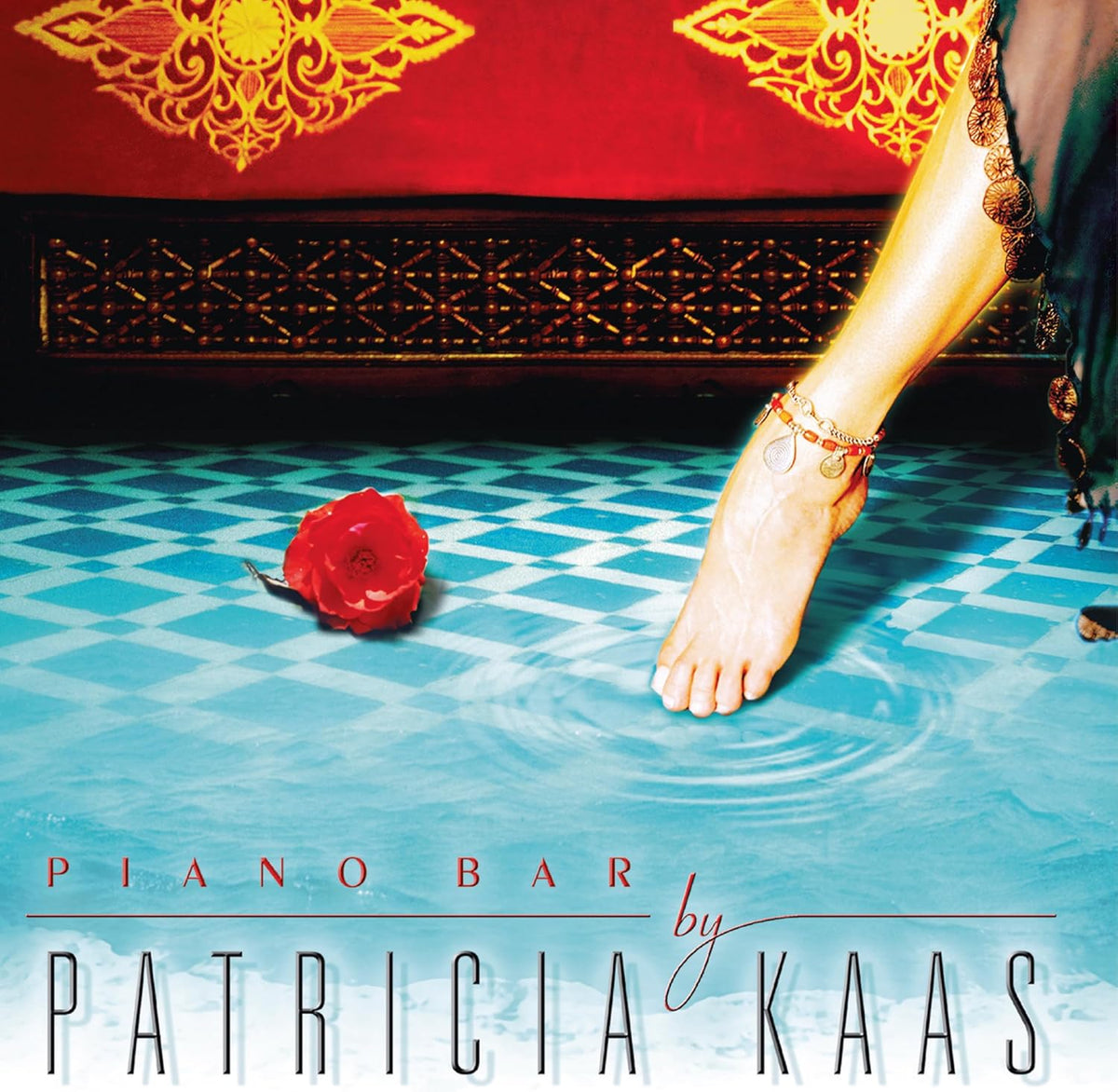 Album cover for Patricia Kaas’ “Piano Bar” featuring a foot and red rose.