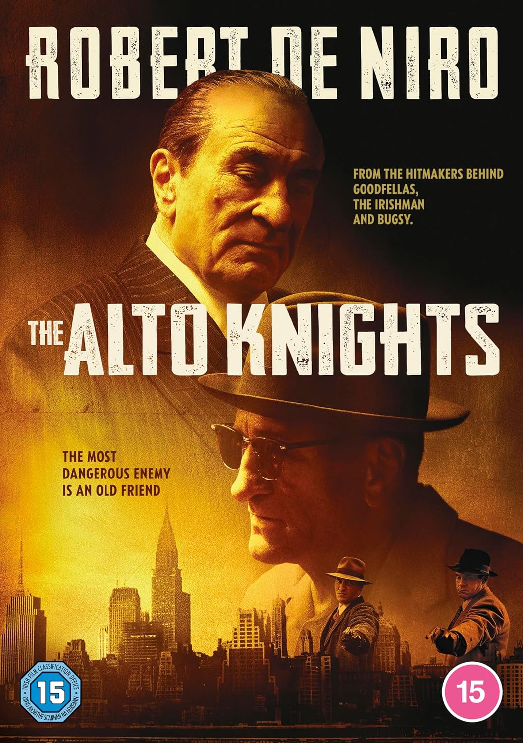 DVD cover for "Alto Knights" featuring Robert De Niro in a suit.