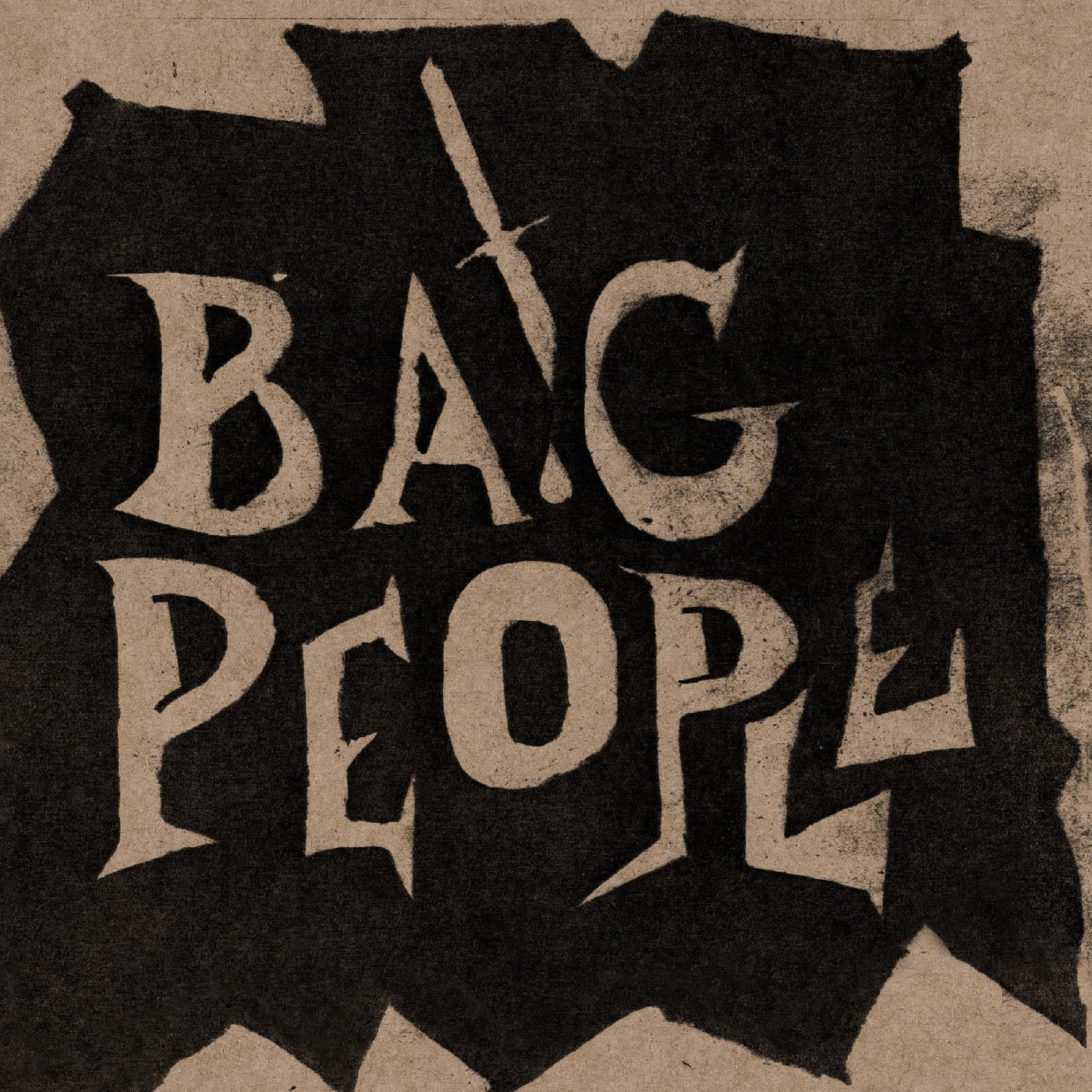 Brown and black distressed album cover with the text "BAG PEOPLE".