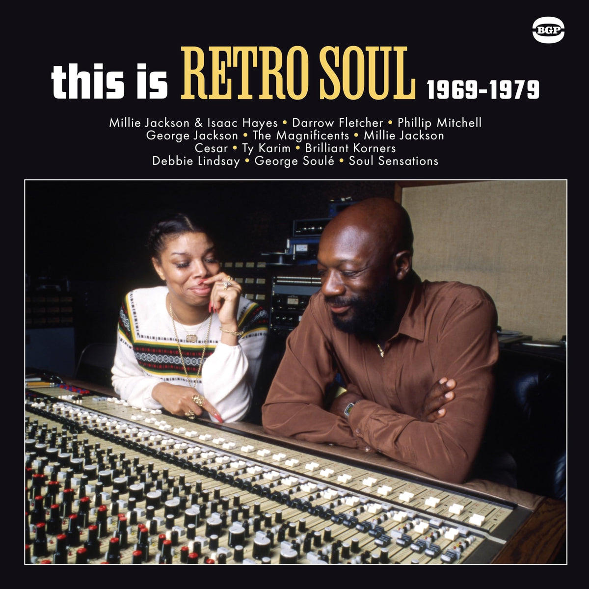 Album cover: "This Is Retro Soul 1969-1979" featuring musicians at a mixing board.