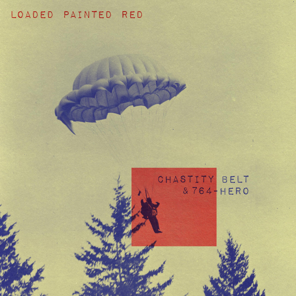 Vinyl record cover featuring a red parachute and silhouetted trees.