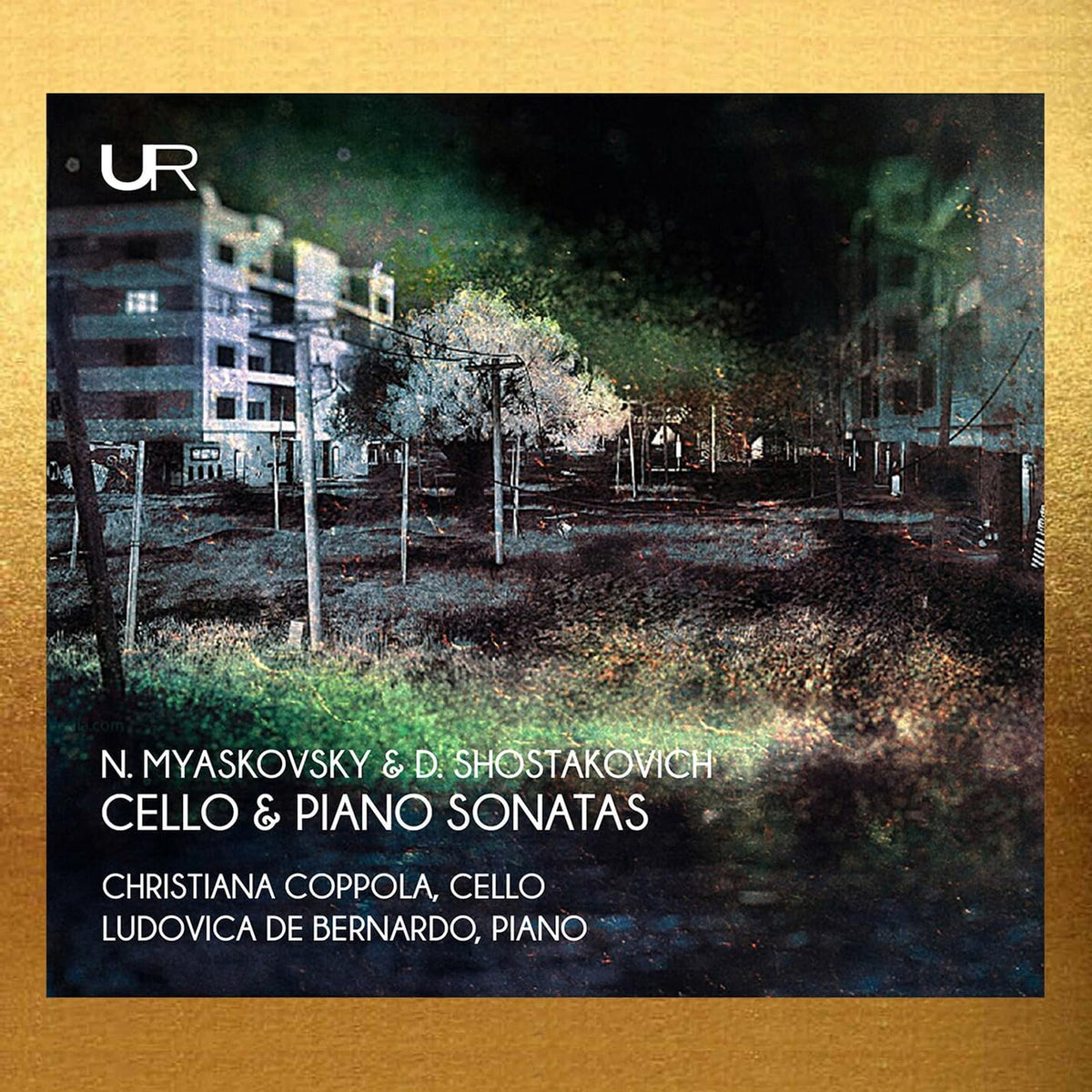 CD cover with a blurred cityscape and text: Myaskovsky & Shostakovich.