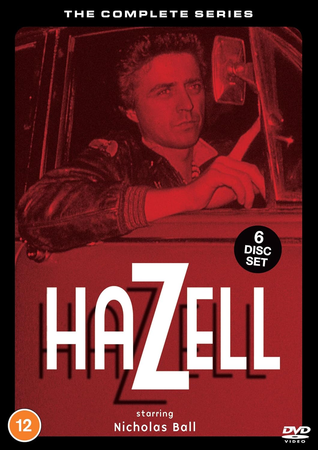“Hazell” DVD cover featuring Nicholas Ball in a red-toned, noir style.