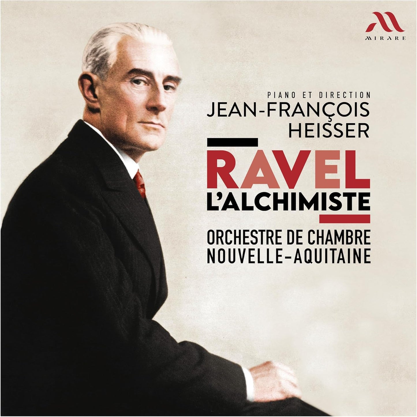 CD cover featuring a portrait of Jean-François Heisser and "Ravel L'Alchimiste" text.