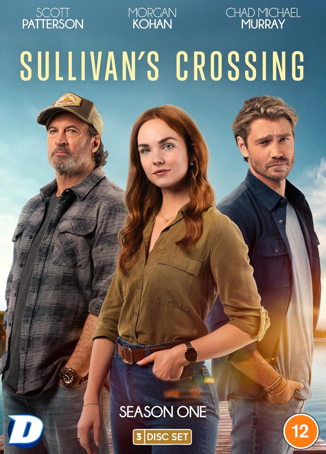 DVD cover for "Sullivan's Crossing: Season 1" featuring three actors.