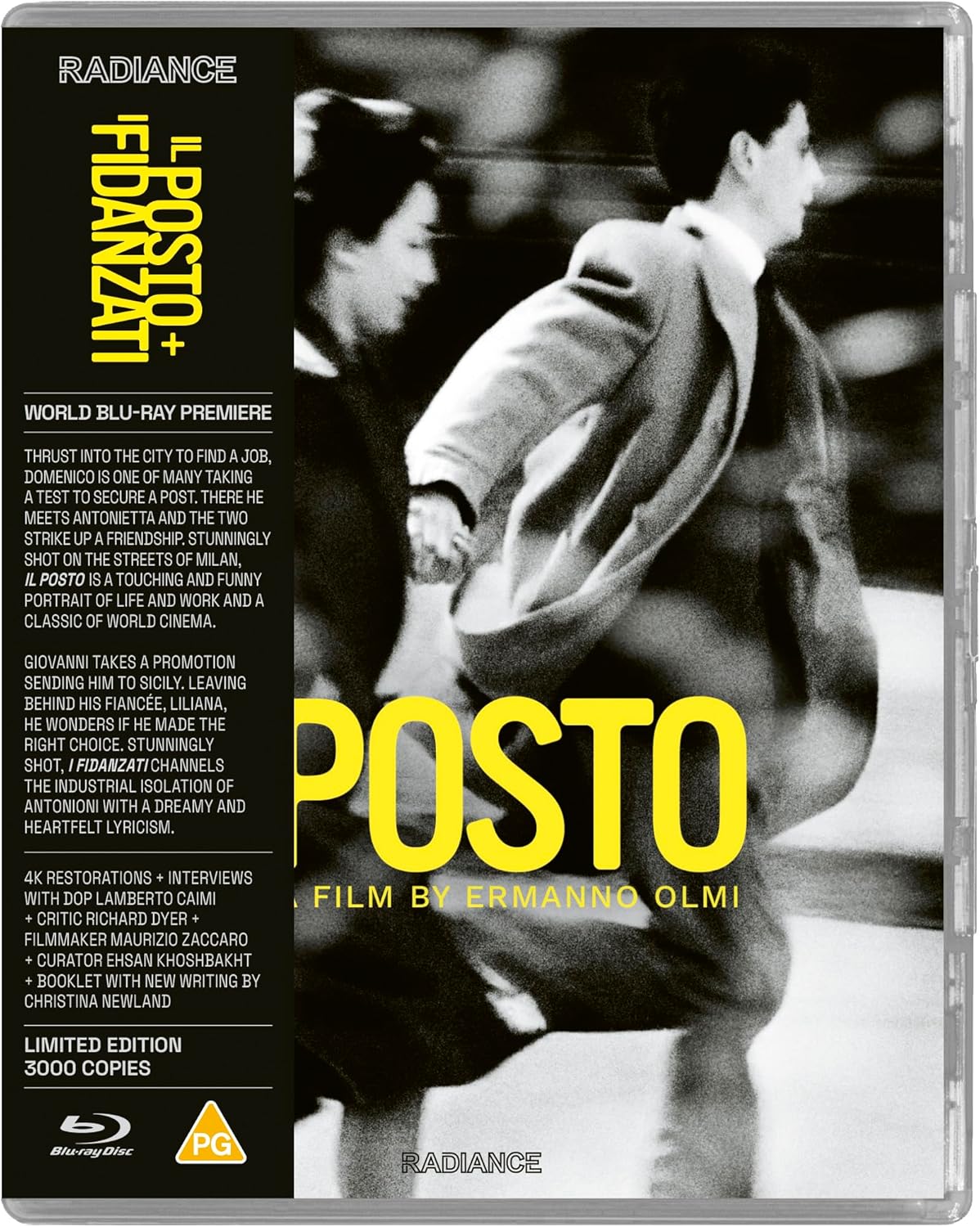 Blu-ray cover for Italian films "Il Posto" and "I Fidanzati" with two figures.