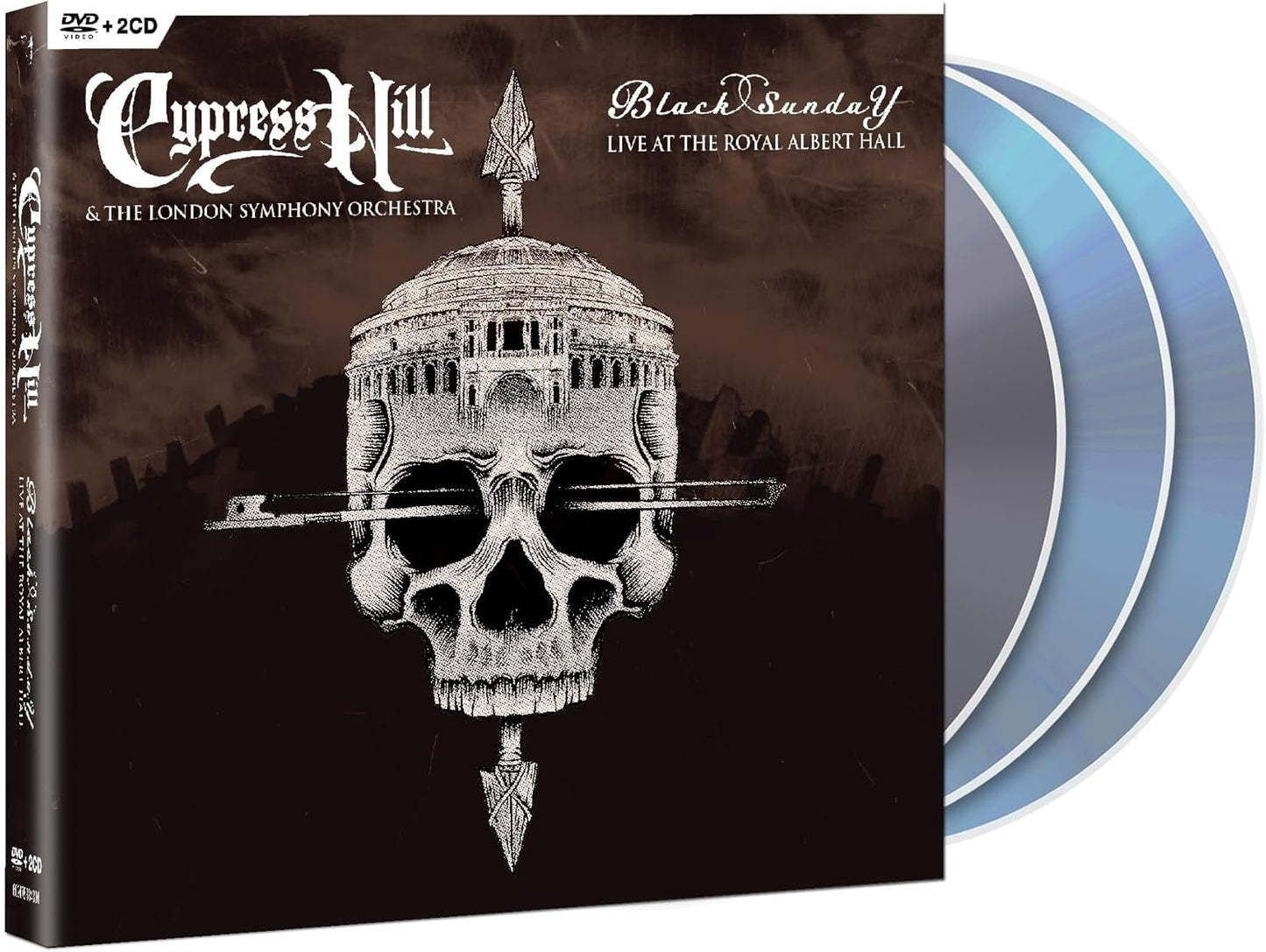 Cypress Hill album cover featuring a skull and orchestral instruments.