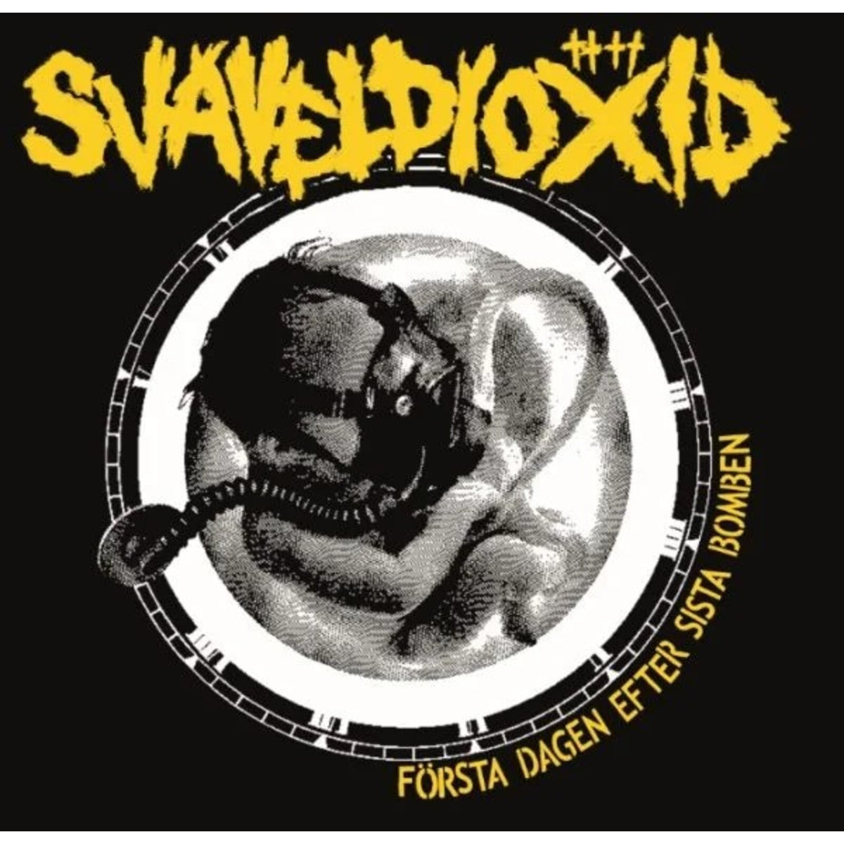 Black and white album cover with a fetal figure inside a clock face.