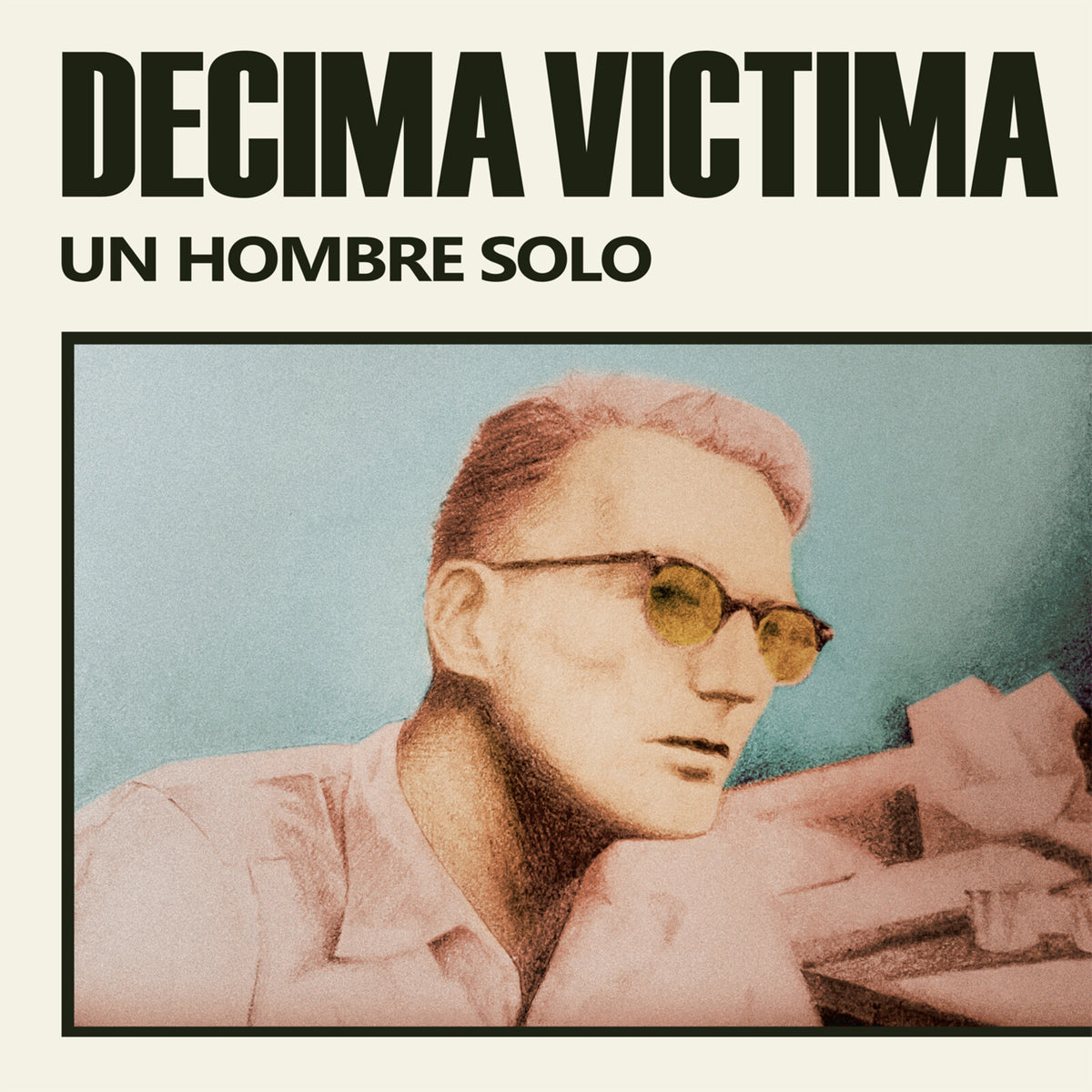 Album cover: portrait of a man in sunglasses, sketched style.
