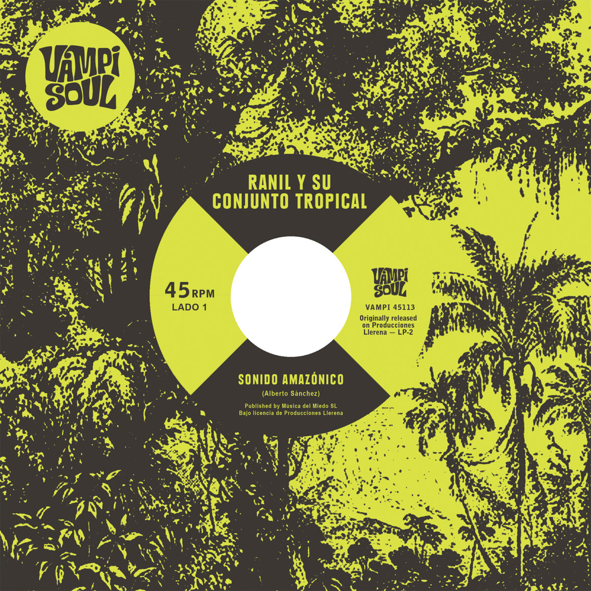 Vinyl record label for Ranil Y Su Conjunto Tropical, green and gold design.