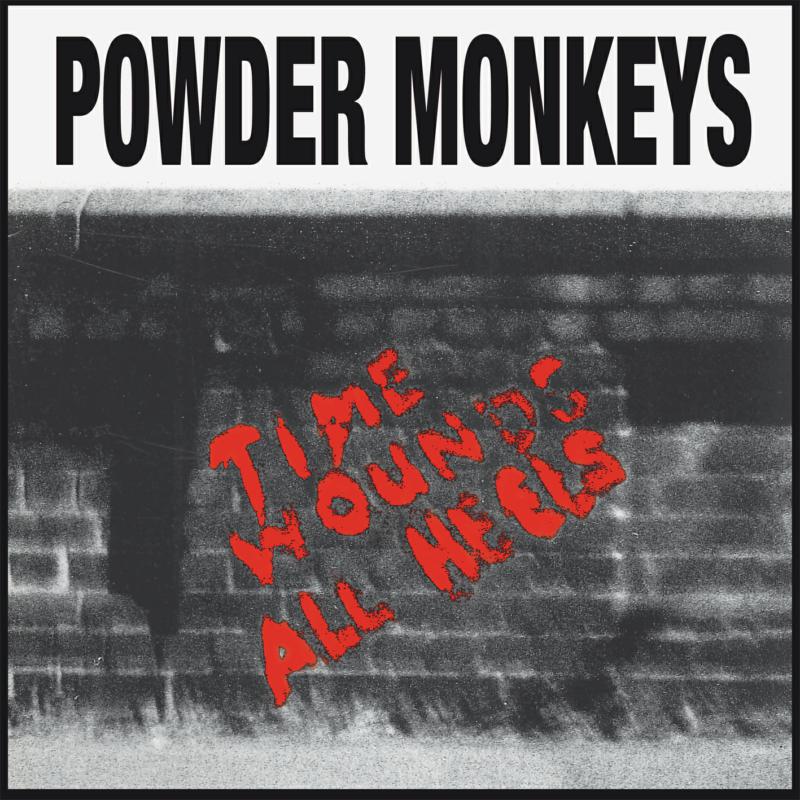 Powder Monkeys album cover: distressed building with red, textured title.