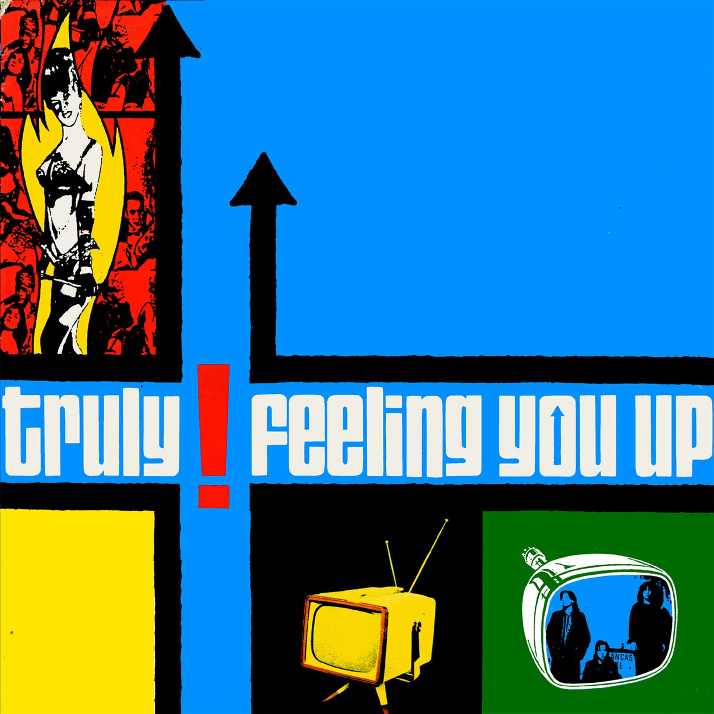 Truly “Feeling You Up” vinyl album cover with bold graphics and text.