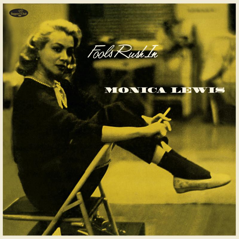 Vintage album cover featuring Monica Lewis in a yellow-toned portrait.