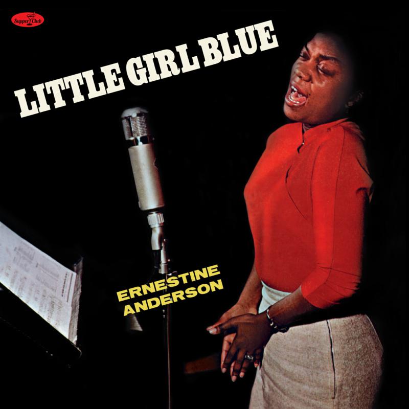 Ernestine Anderson singing into a vintage microphone on album cover.