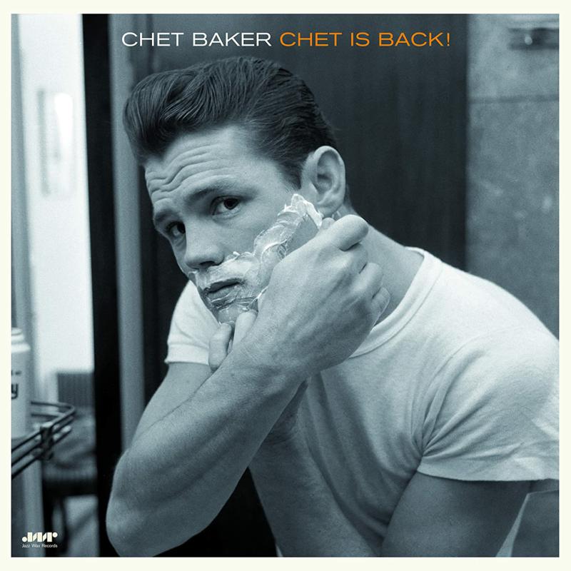 Black and white album cover showing Chet Baker shaving with cream on his face.