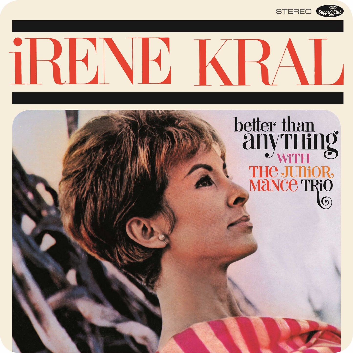 Irene Kral album cover, portrait of a woman with dark hair.
