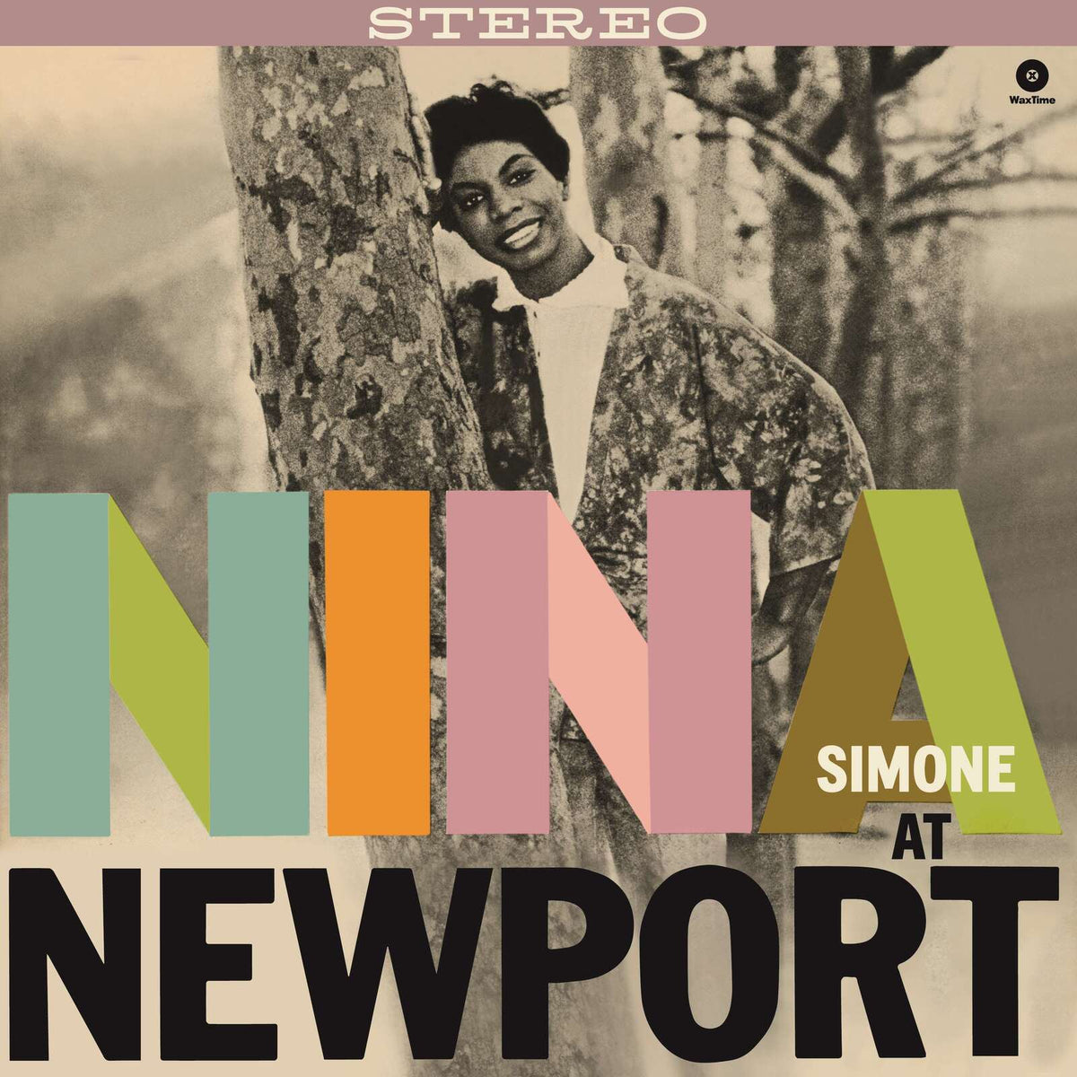 Nina Simone album cover, “At Newport 1960,” featuring a portrait and bold text.