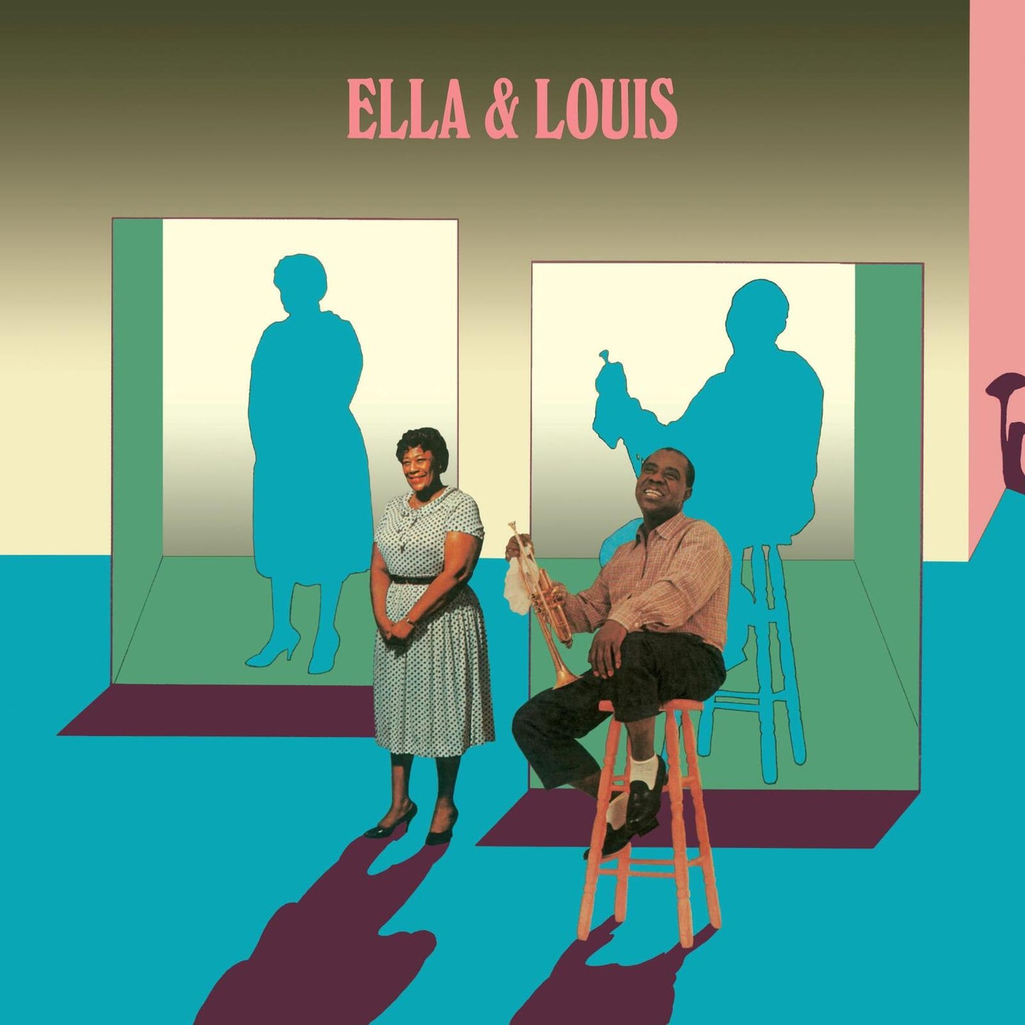 Ella Fitzgerald and Louis Armstrong depicted on a vinyl album cover.