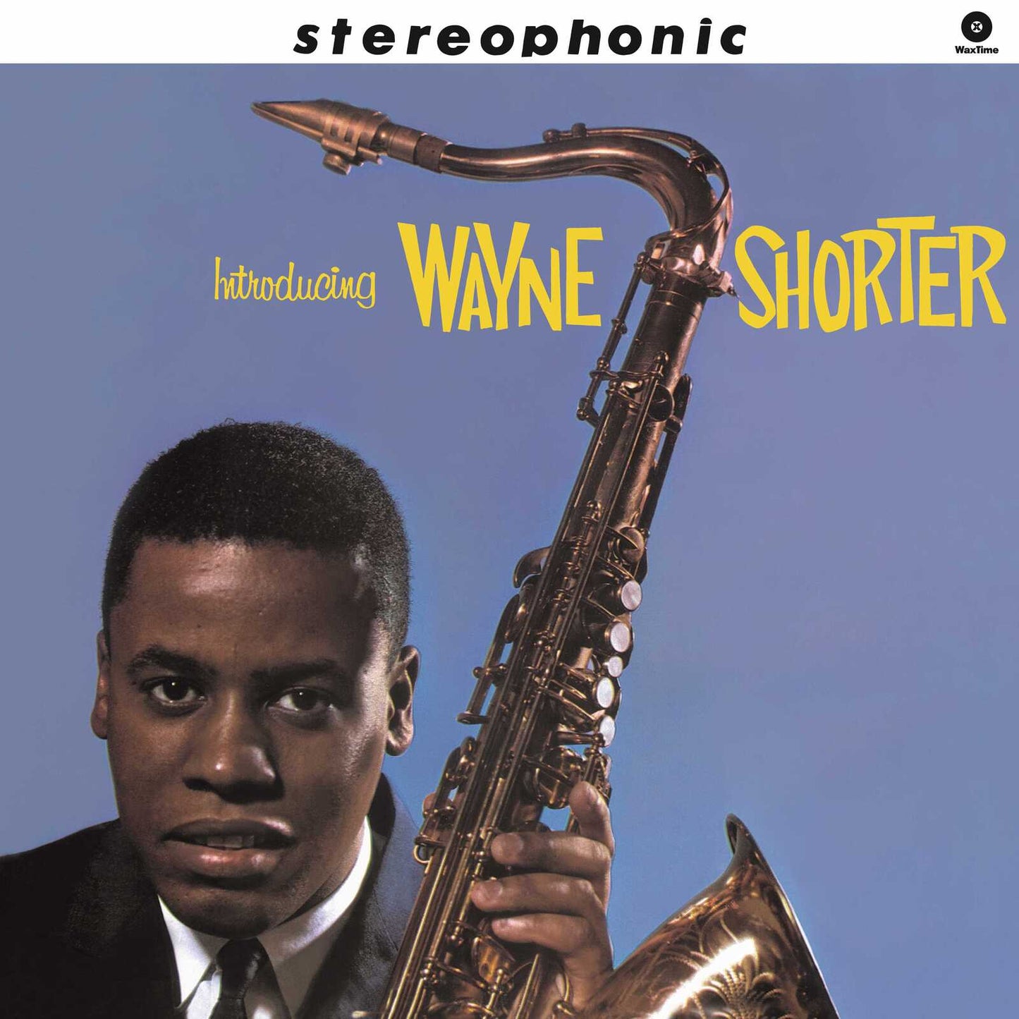 Wayne Shorter album cover featuring a portrait and saxophone.