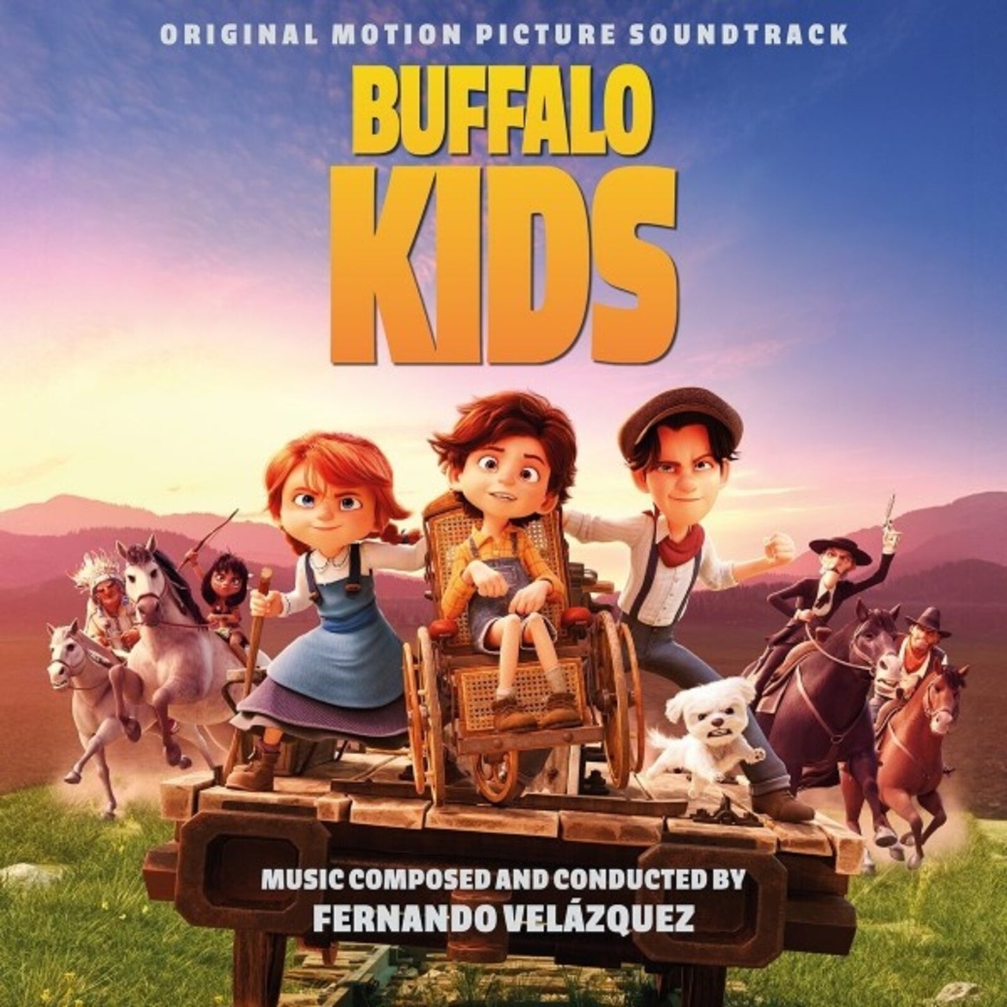 Buffalo Kids" CD cover featuring animated characters on horseback.