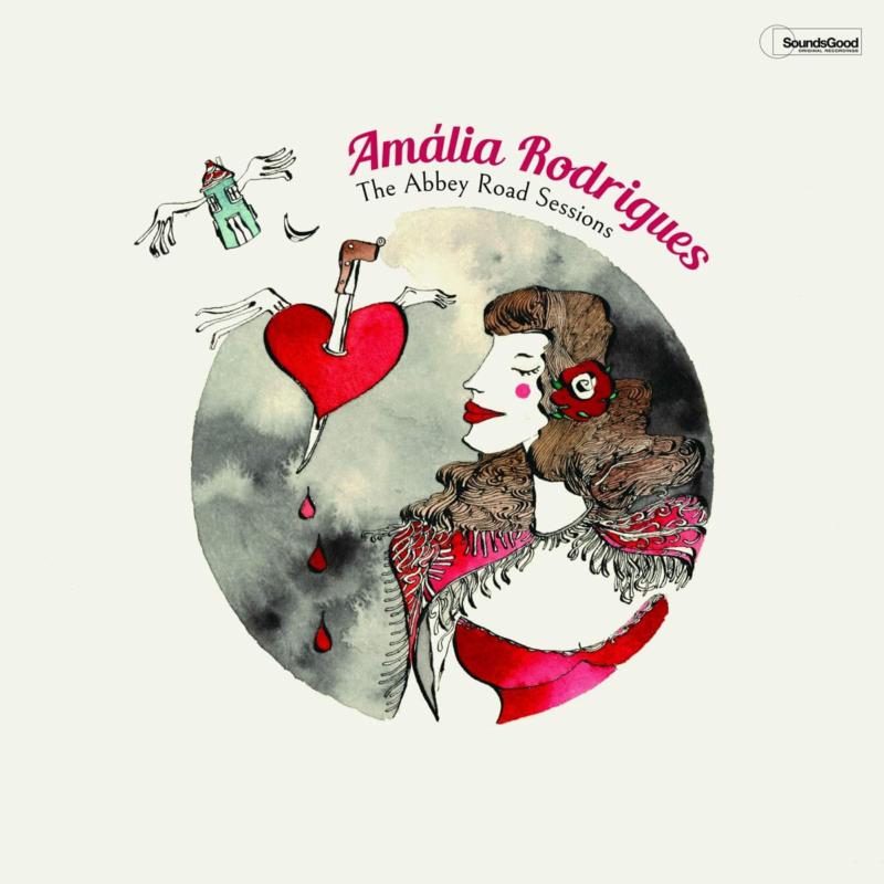 Album cover for Amália Rodrigues’ “The Abbey Road Sessions” with illustrated art.