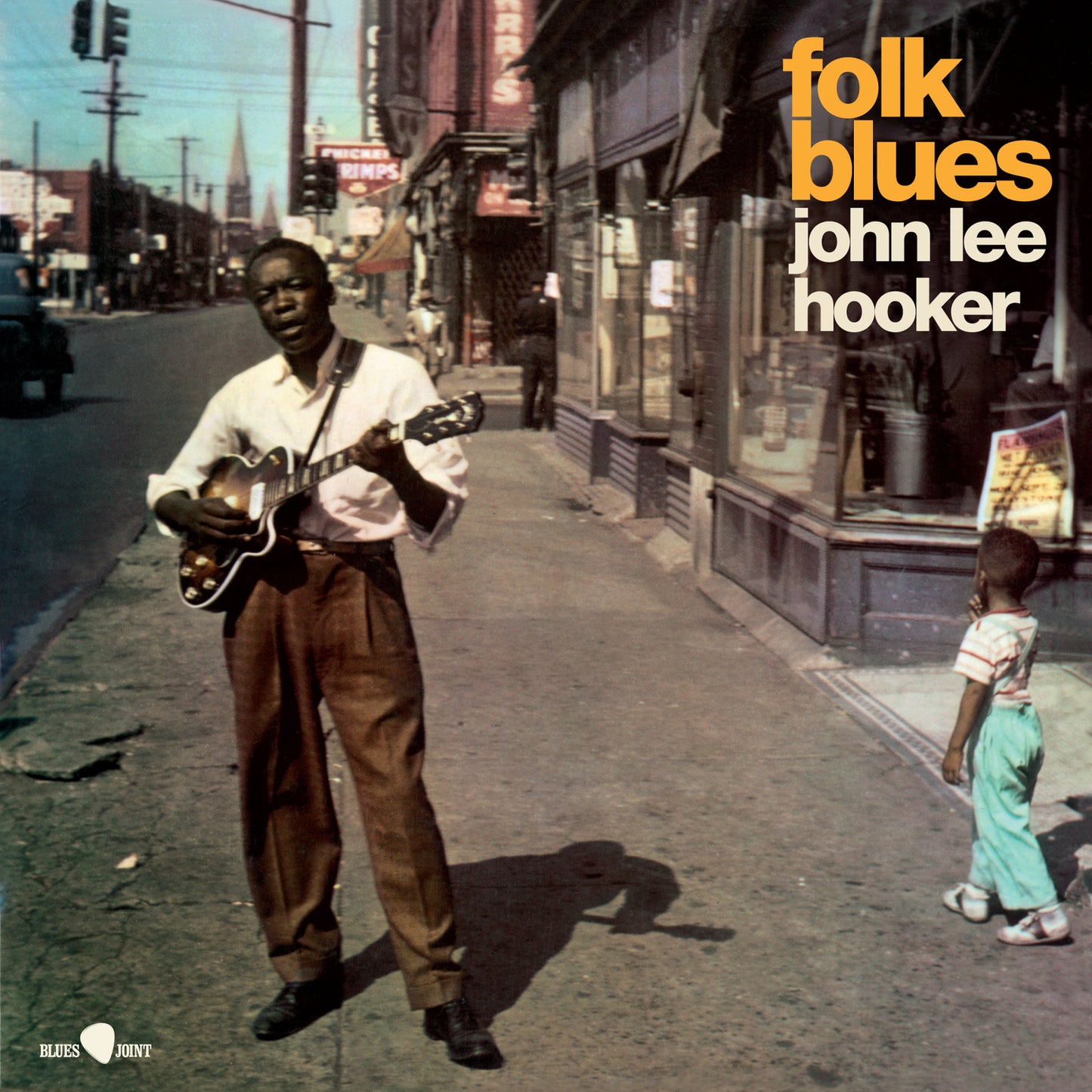 John Lee Hooker "Folk Blues" vinyl album cover featuring a street scene.
