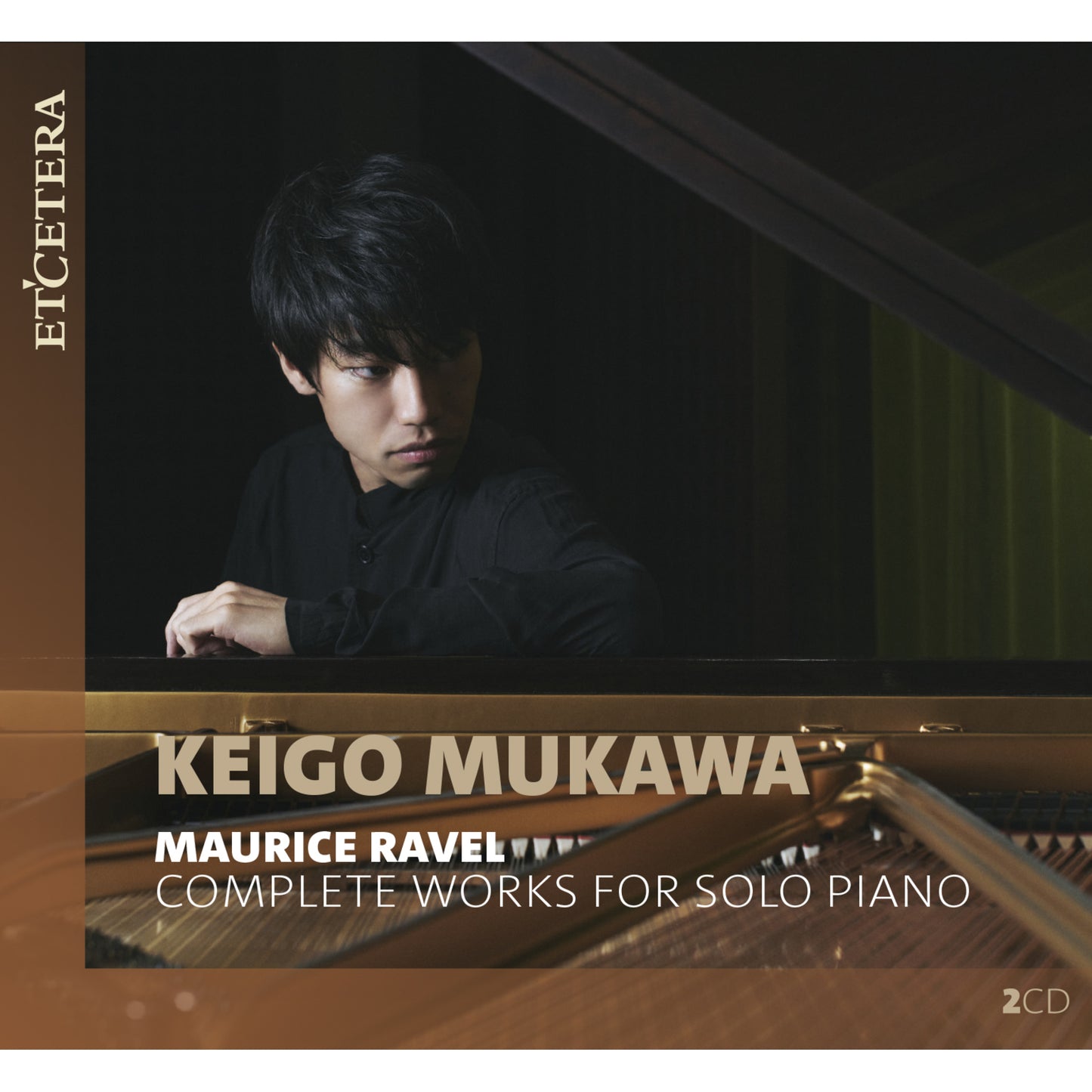 CD cover featuring pianist Keigo Mukawa and text: “Maurice Ravel Complete Works.”