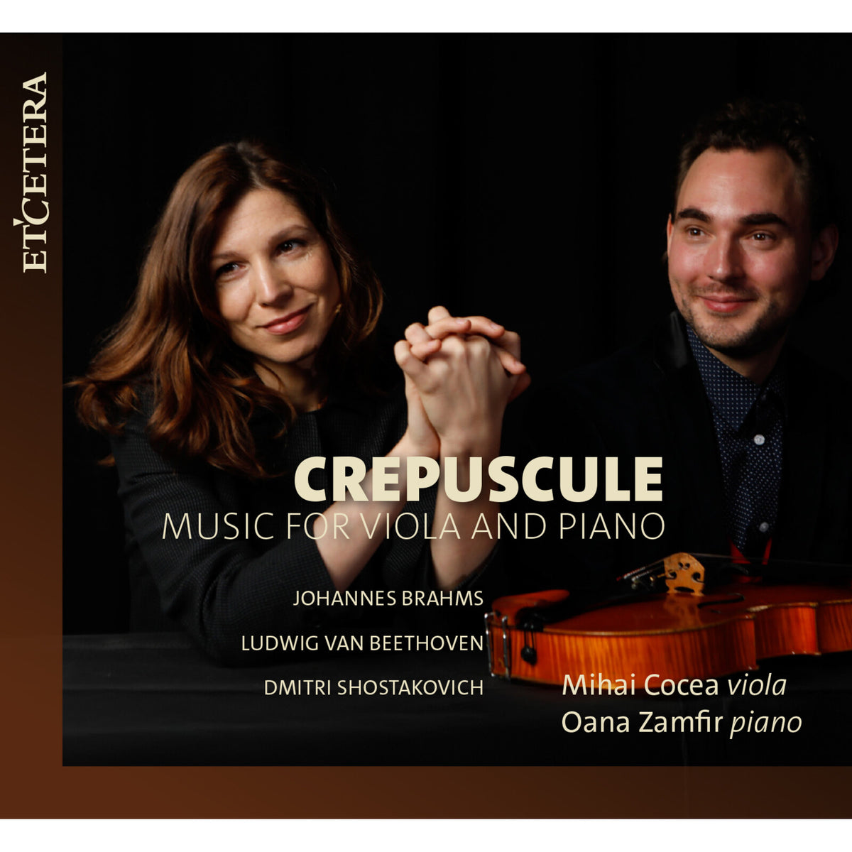 CD cover featuring portraits of Mihai Cocea and Oana Zamfir, with a viola.