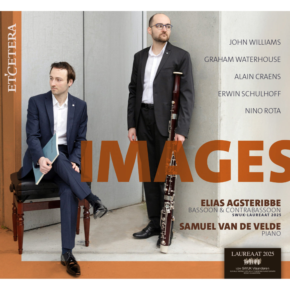 CD cover featuring three men in suits and a bassoon instrument.